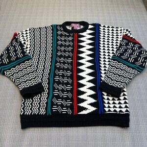 Vintage Concrete Mix Sweater Large Geometric‎ 3D 90s Retro Hong Kong Statement